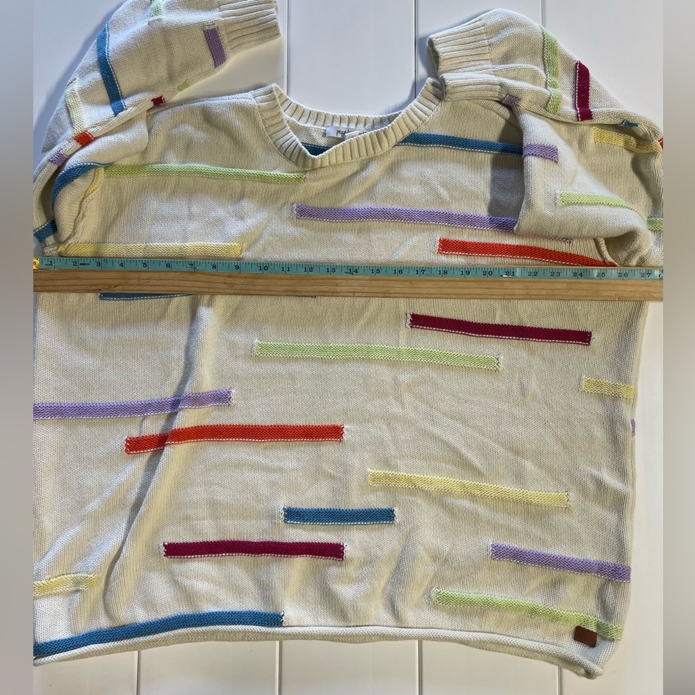 Peace Love World 100% Cotton Novelty Stitch Crew Neck Sweater, Size 1X, EUC - Picture 8 of 9